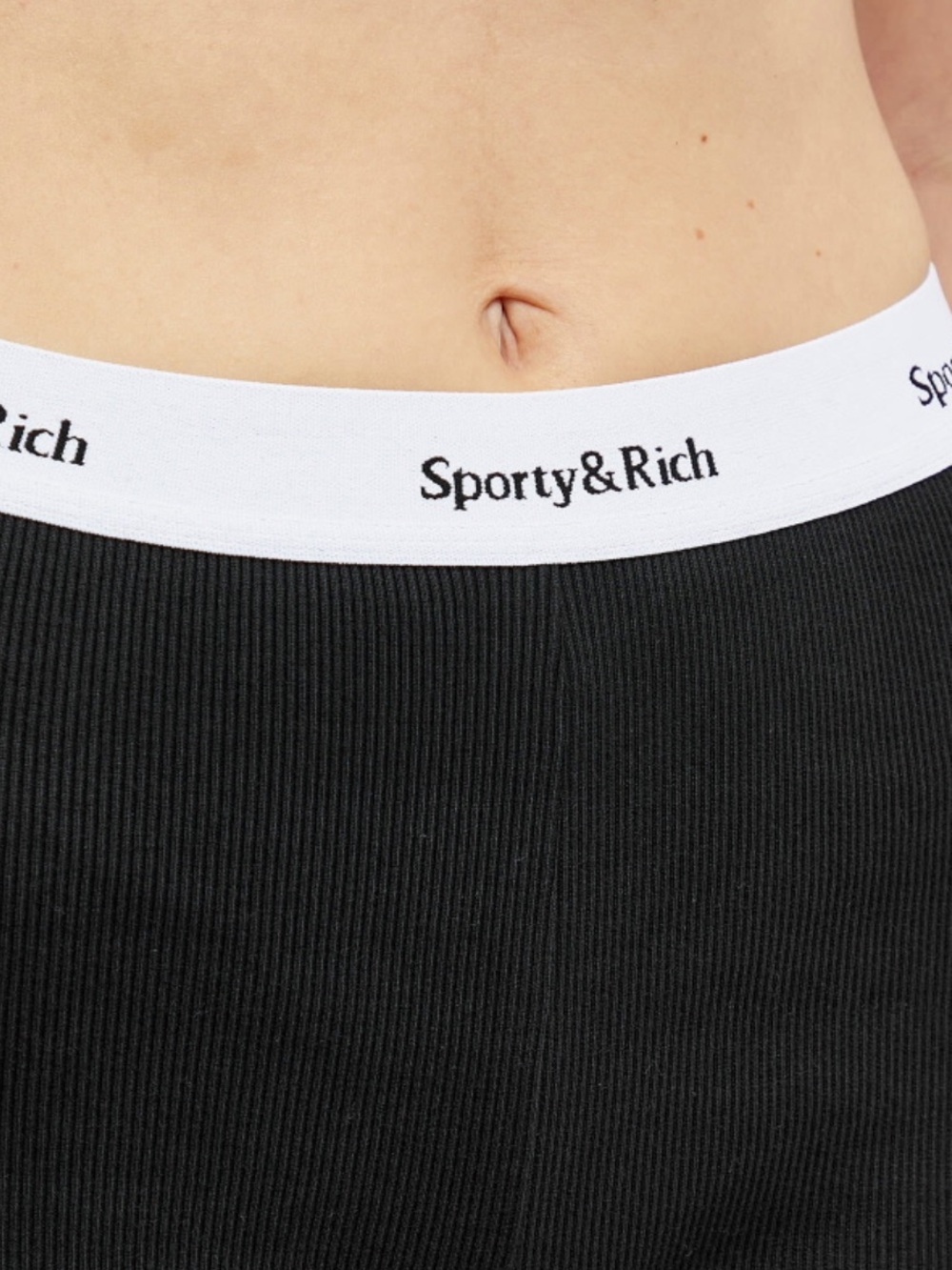 SPORTY & RICH SERIF LOGO RIBBED BIKER SHORTS